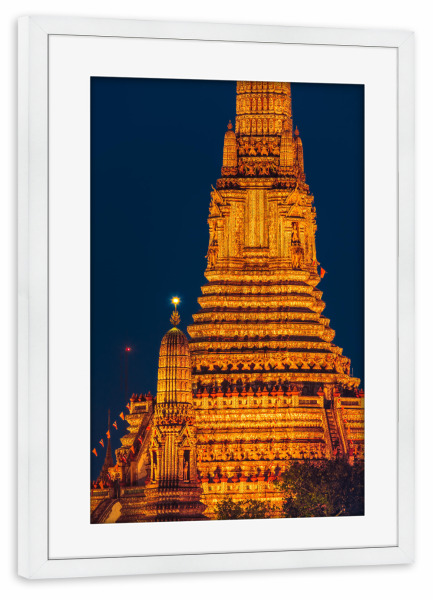Poster mit Rahmen weiß "Wat Arun, Bangkok, Thailand" artboxONE - Städte,Architektur,Reise / Asien