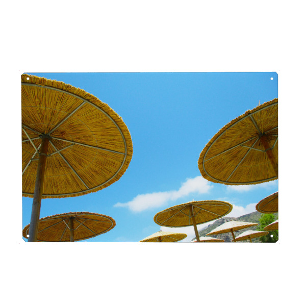 Metall Poster "Sonnenschirme am Strand" artboxONE - Reise,Reise / Strand und Meer