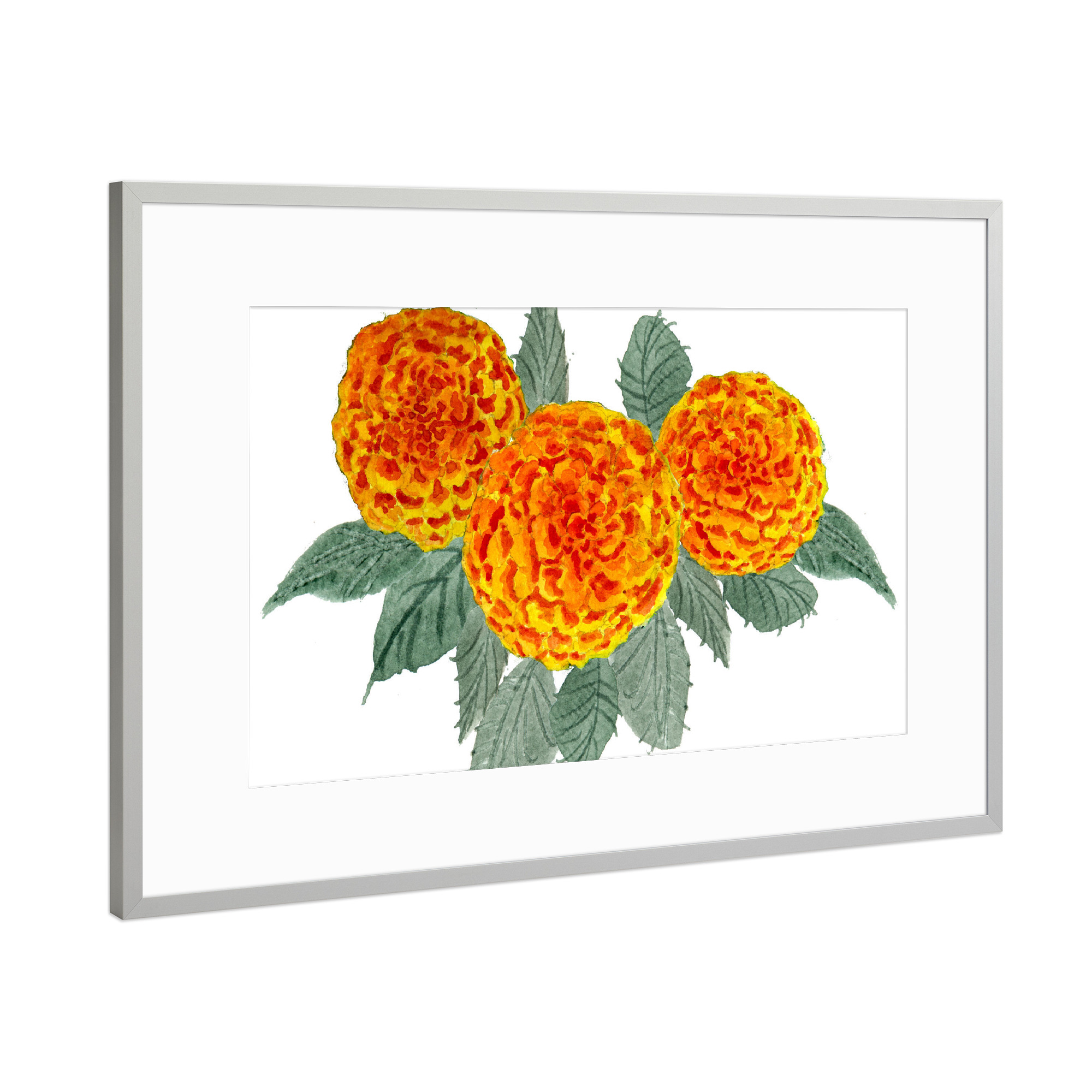 Poster mit Rahmen Silber "Orange Hortensien" artboxONE - Natur,Floral