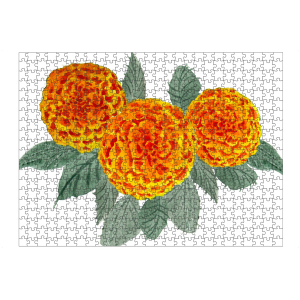Puzzle Ravensburger "Orange Hortensien" artboxONE - Natur,Floral - Hortensien,Hydrangea,Blumen,Blüten,Wasserfarben,Garten,Natur,Pflanzen,Farbenfroh
