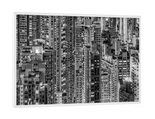 Poster mit weißem Rahmen "Hongkong in Schwarz und Weiß" artboxONE - Städte,Architektur,Reise / Asien