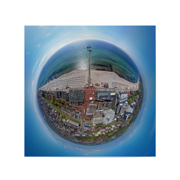 Poster 20x20 cm "Seebrücke Grömitz - high" artboxONE - Städte,Natur,Reise,Architektur,Reise / Strand und Meer