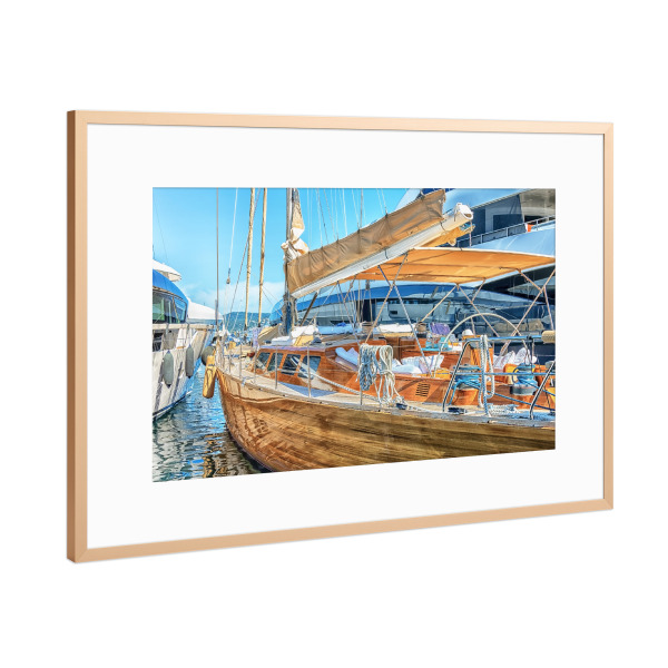 Poster mit Rahmen Kupfer "Segelboot in St. Tropez" artboxONE - Städte,Reise,Architektur,Reise / Strand und Meer,Reise / Länder