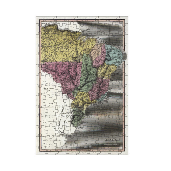 artboxONE Puzzle "Karte von Brasilien" artboxONE - Kartografie - Karte,Retro,Jahrgang,Bildlich,Alt,Farbe,Weltkarte,Reise,Flach,Straße