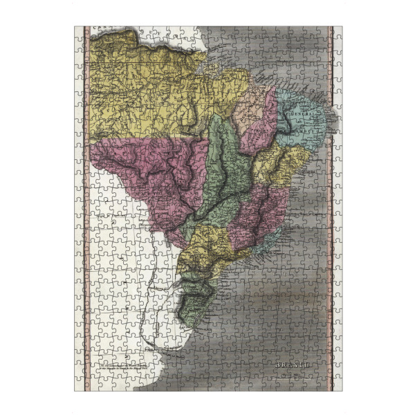Puzzle Ravensburger "Karte von Brasilien" artboxONE - Kartografie - Karte,Retro,Jahrgang,Bildlich,Alt,Farbe,Weltkarte,Reise,Flach,Straße