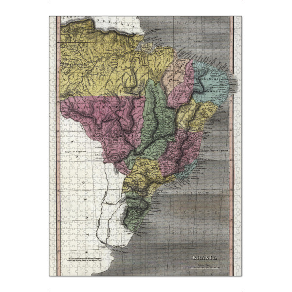 Puzzle Ravensburger "Karte von Brasilien" artboxONE - Kartografie - Karte,Retro,Jahrgang,Bildlich,Alt,Farbe,Weltkarte,Reise,Flach,Straße