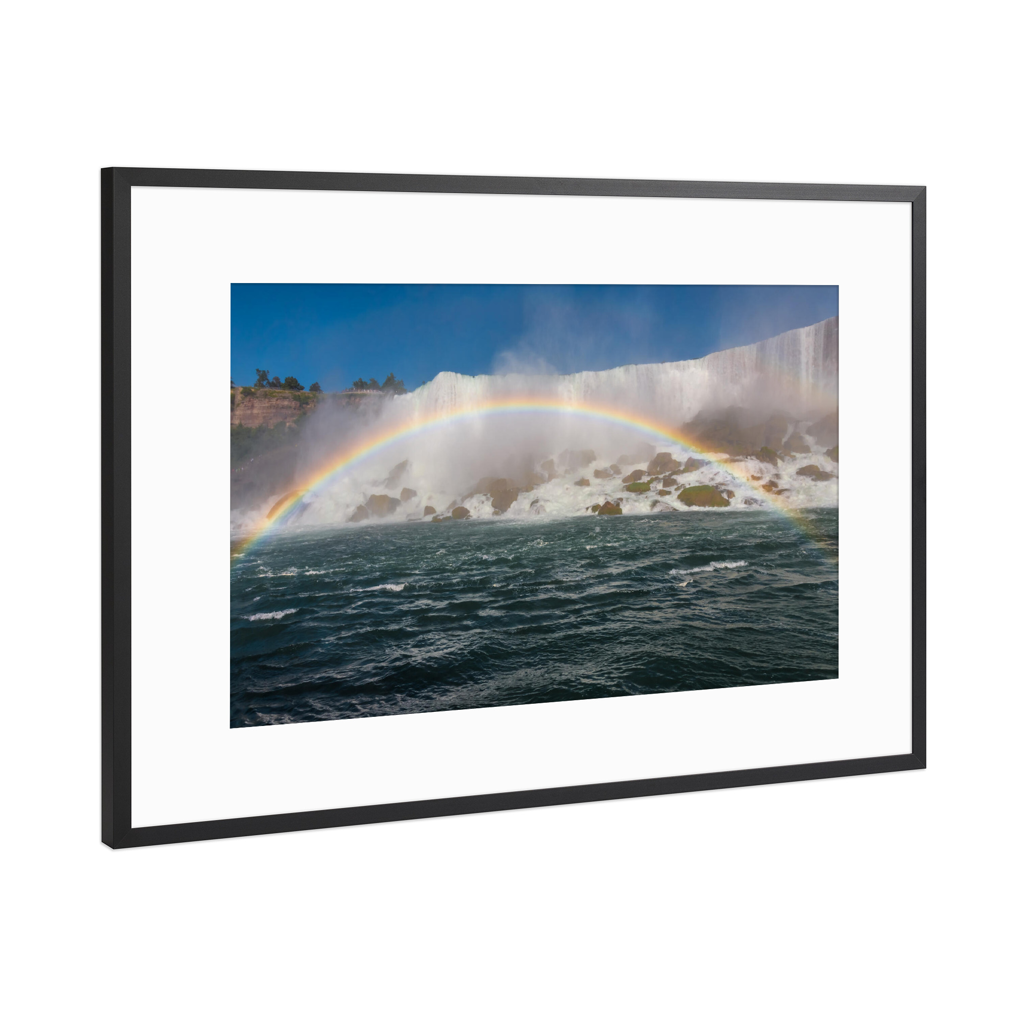 Poster mit Rahmen Schwarz (Metallic) "Niagarafälle und ein Regenbogen" artboxONE - Natur,Reise