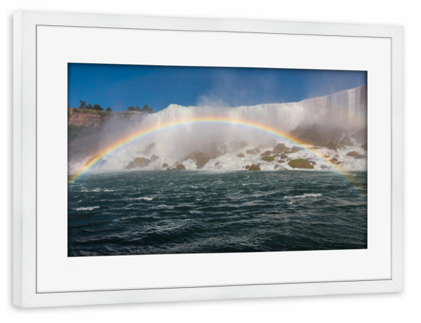 Poster mit Rahmen weiß "Niagarafälle und ein Regenbogen" artboxONE - Natur,Reise