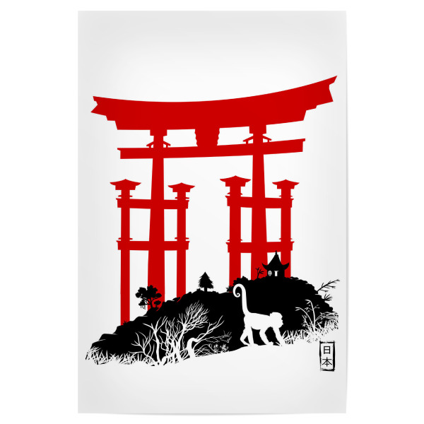 Poster 30x20 cm "Rotes Torii in Japan" artboxONE - Schwarzweiß,Städte / Tokio