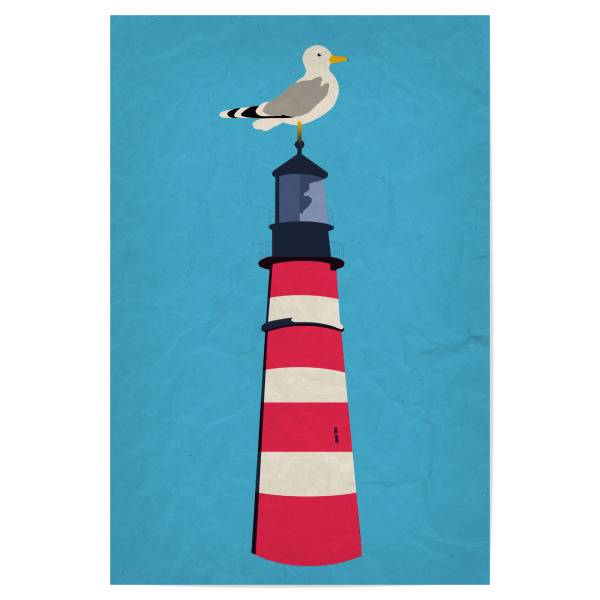 Poster 30x20 cm "Ne Möwe auf'm Leuchtturm" artboxONE - Für Kinder,Architektur,Reise / Strand und Meer