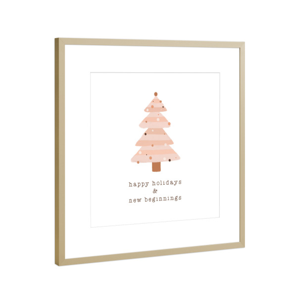Poster mit Rahmen Gold "Frohe Feiertage und Neuanfänge" artboxONE - Typografie,Natur,Abstrakt,Weihnachten,Lustig