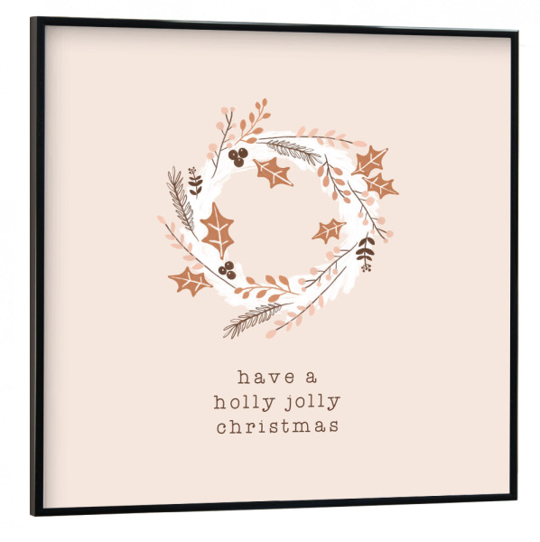 Poster mit schwarzem Rahmen 30x30 cm "Holly Jolly Christmas Kranz" artboxONE - Typografie,Floral,Abstrakt,Weihnachten,Festivals
