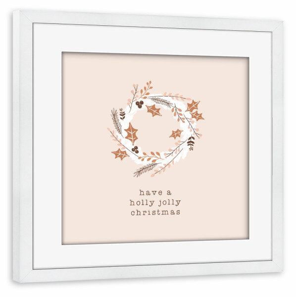 Poster mit Rahmen weiß "Holly Jolly Christmas Kranz" artboxONE - Typografie,Floral,Abstrakt,Weihnachten,Festivals