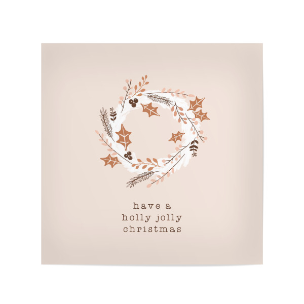 Poster 20x20 cm "Holly Jolly Christmas Kranz" artboxONE - Typografie,Floral,Abstrakt,Weihnachten,Festivals