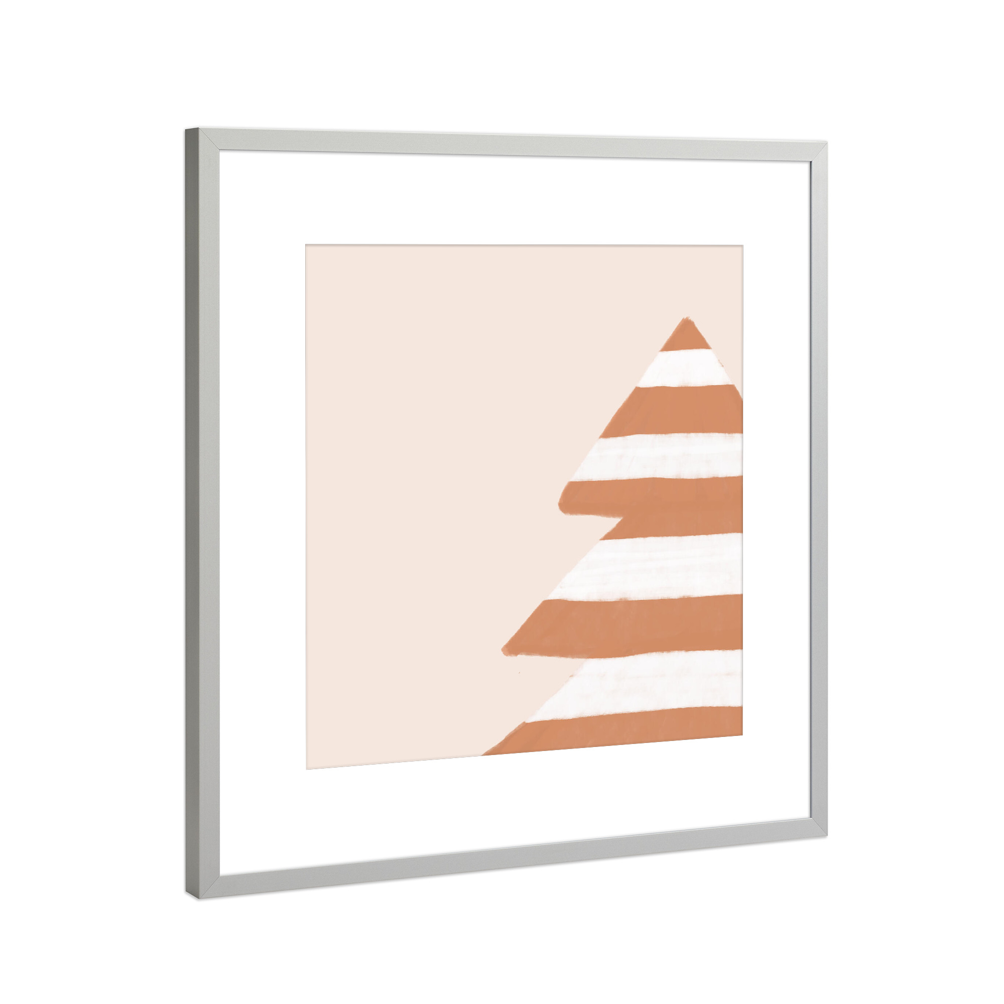 Poster mit Rahmen Silber "Gestreifter Weihnachtsbaum" artboxONE - Natur,Abstrakt,Geometrie,Weihnachten,Festivals