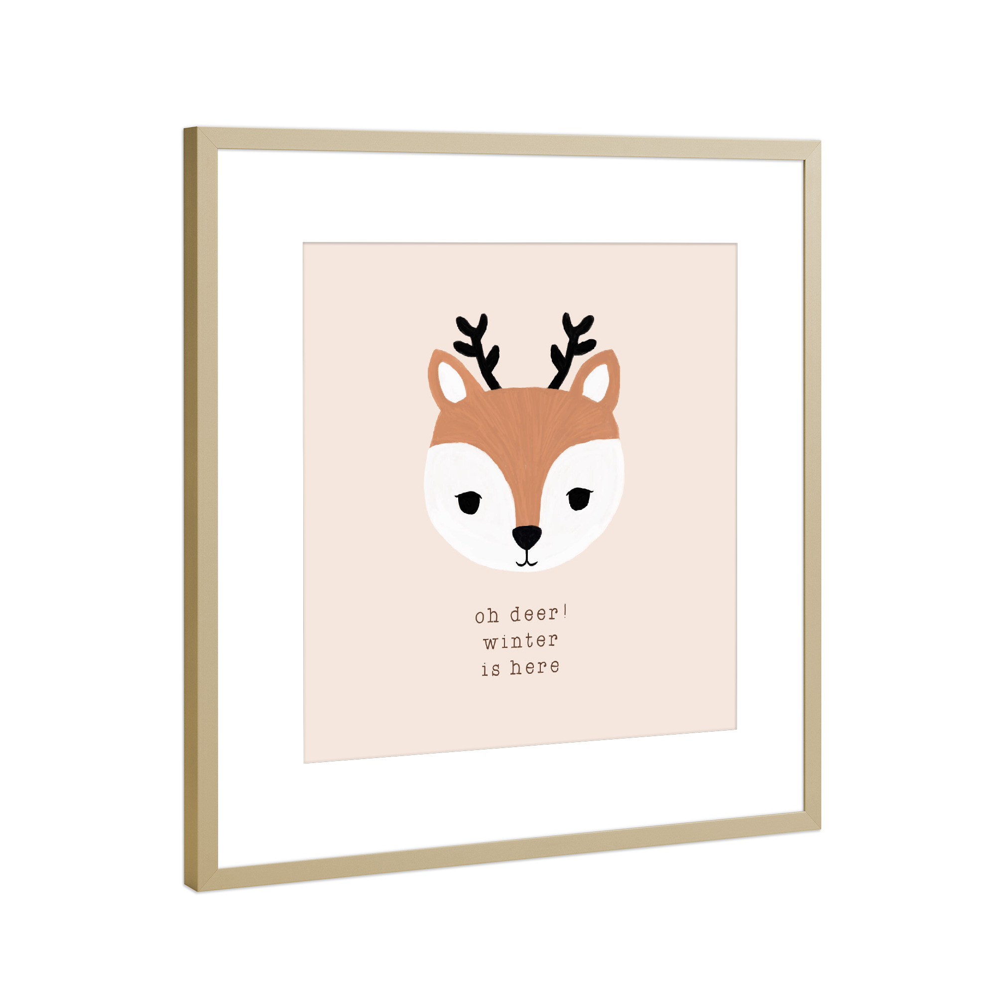 Poster mit Rahmen Gold "Oh Hirsch Zitat" artboxONE - Typografie,Natur,Für Kinder,Tiere,Weihnachten