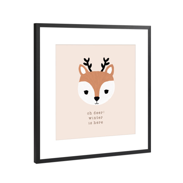Poster mit Rahmen Schwarz (Metallic) "Oh Hirsch Zitat" artboxONE - Typografie,Natur,Für Kinder,Tiere,Weihnachten