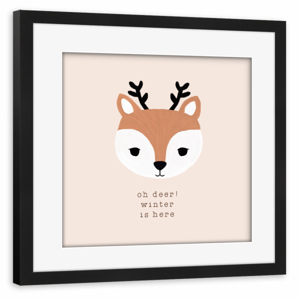 Poster mit Rahmen schwarz "Oh Hirsch Zitat" artboxONE - Typografie,Natur,Für Kinder,Tiere,Weihnachten