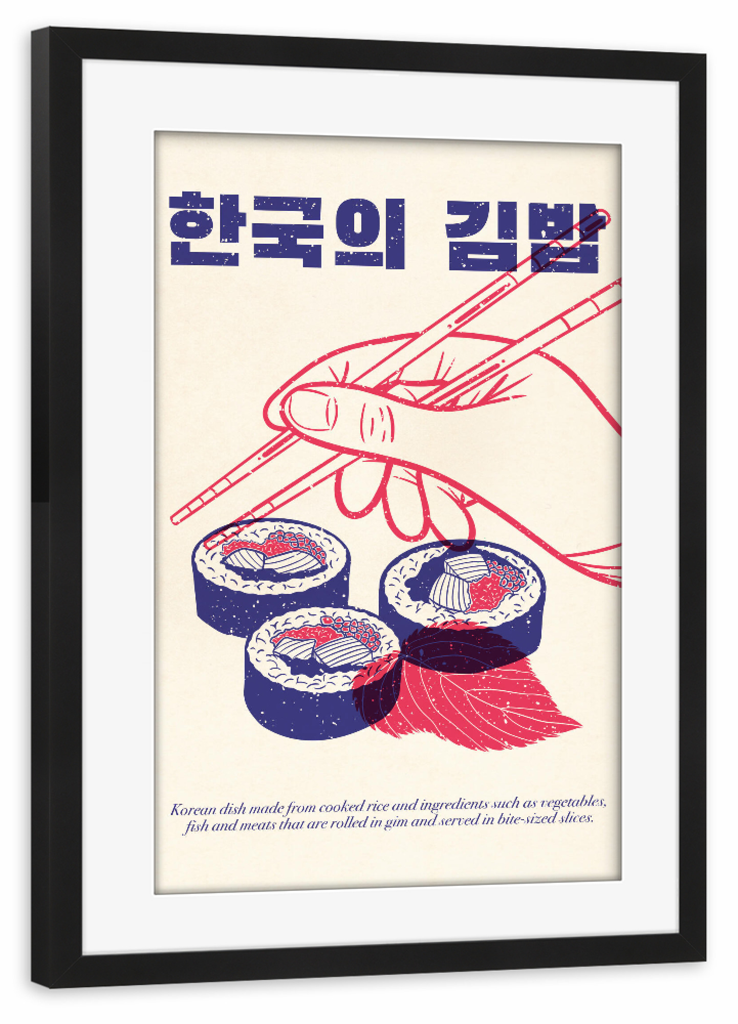 Poster mit Rahmen schwarz "Mein koreanisches Kimbap" artboxONE - Essen & Trinken,Reise / Asien