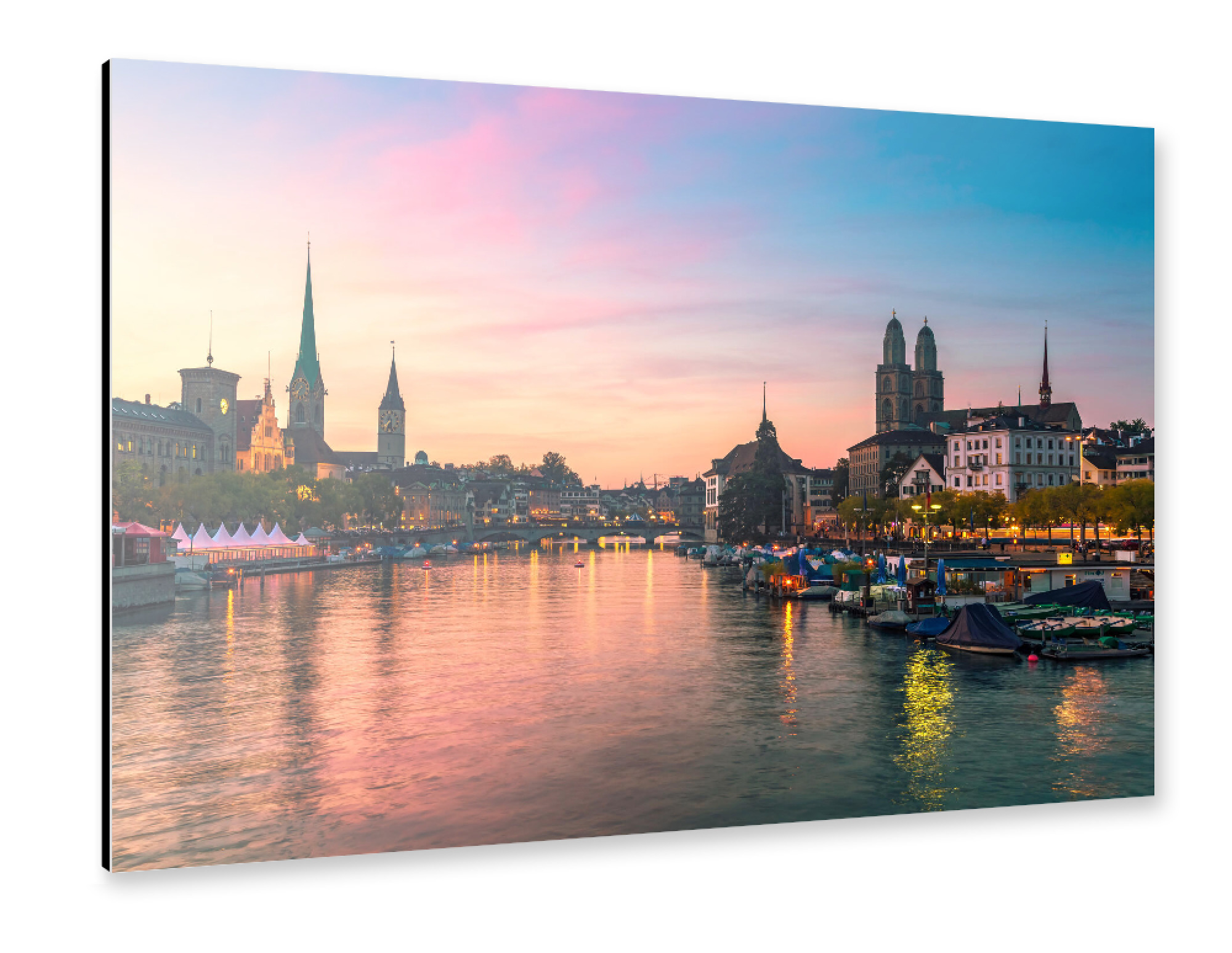 Alu-Dibond "Skyline von Zürich, Schweiz" 75x50 cm artboxONE