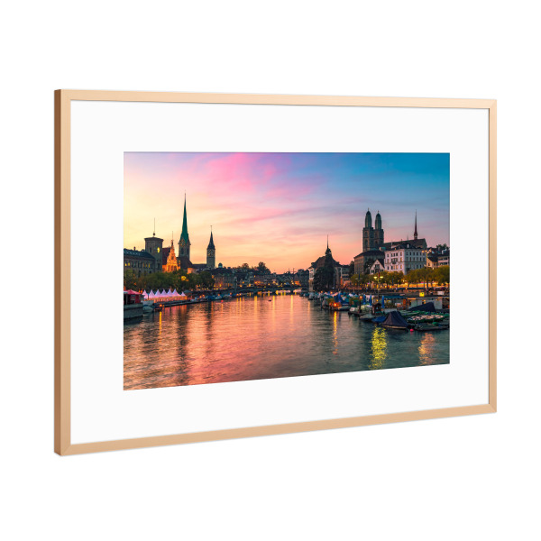 Poster mit Rahmen Kupfer "Skyline von Zürich, Schweiz" artboxONE - Reise,Architektur,Städte / Zürich