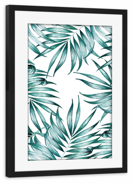 Poster mit Rahmen schwarz "Blätter des Insellebens" artboxONE - Natur