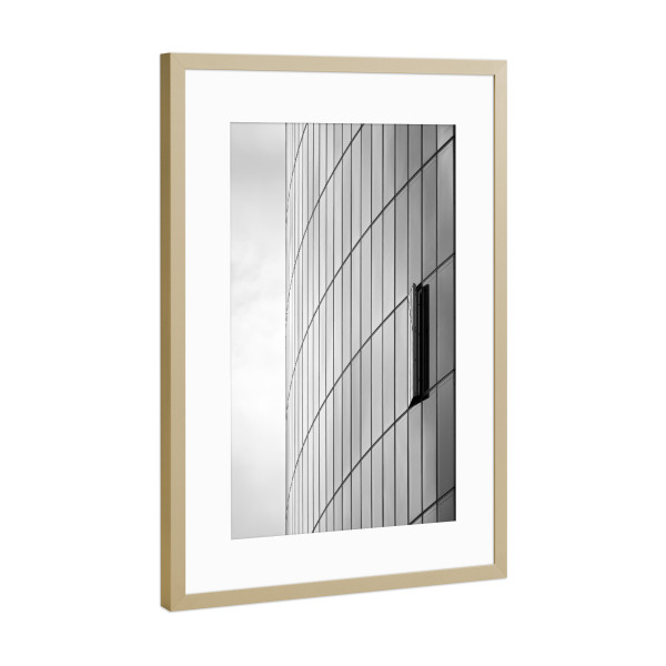 Poster mit Rahmen Gold "Moderne Architektur in Düsseldorf" artboxONE - Schwarzweiß,Architektur,Städte / Düsseldorf