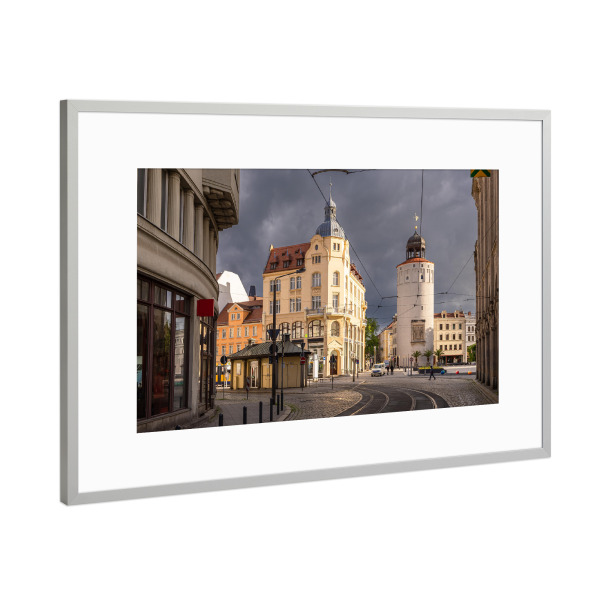 Poster mit Rahmen Silber "Stadt, Straße, Häuser" artboxONE - Natur,Reise,Architektur,Städte / Weitere