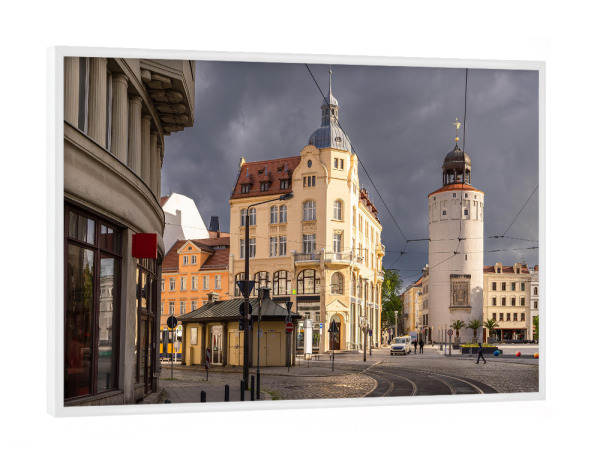 Poster mit weißem Rahmen "Stadt, Straße, Häuser" artboxONE - Natur,Reise,Architektur,Städte / Weitere