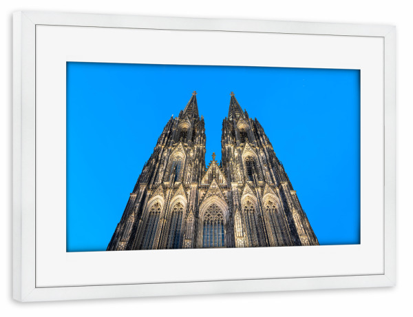 Poster mit Rahmen weiß "Fassade des Kölner Doms" artboxONE - Städte,Städte / Köln,Architektur