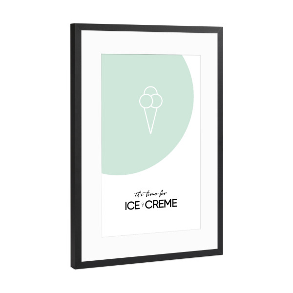 Poster mit Rahmen Schwarz (Metallic) "It's time for ice cream" artboxONE - Abstrakt - Ice,Icecream,Vanilla,Eis,Eiscreme,Schokolade,Chocolate