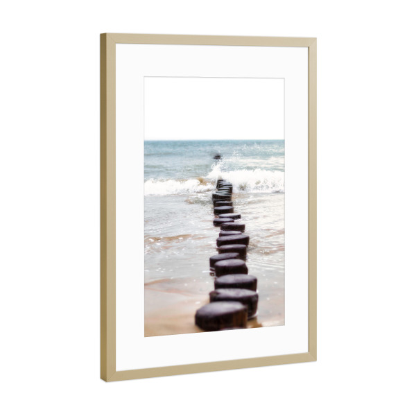 Poster mit Rahmen Gold "Steps into the sea" artboxONE - Natur,Reise,Reise / Strand und Meer