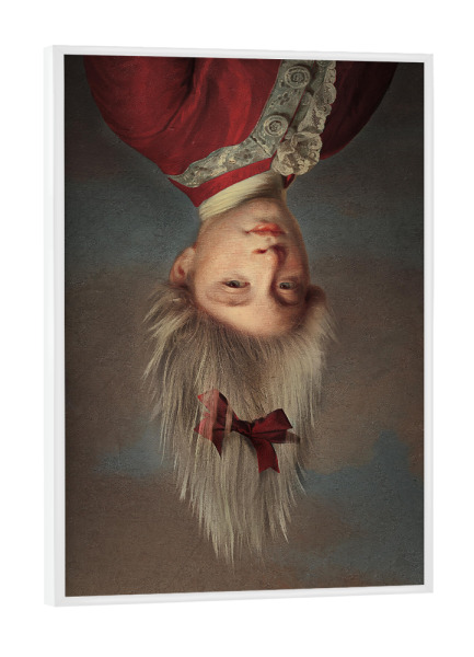 Poster mit weißem Rahmen "Umgedrehter Junge" artboxONE - Menschen,Lustig