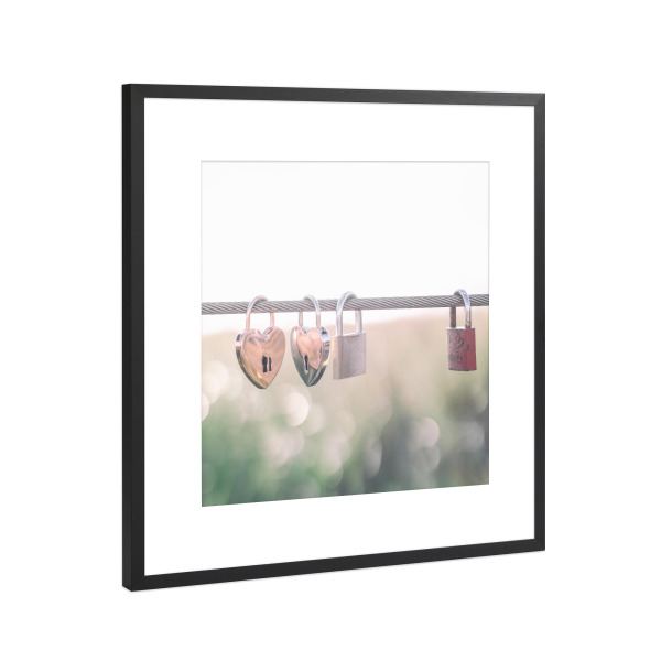 Poster mit Rahmen Schwarz (Metallic) "Love Locks" artboxONE - Natur,Floral,Liebe