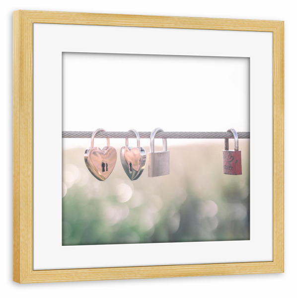Poster mit Rahmen kiefer "Love Locks" artboxONE - Natur,Floral,Liebe