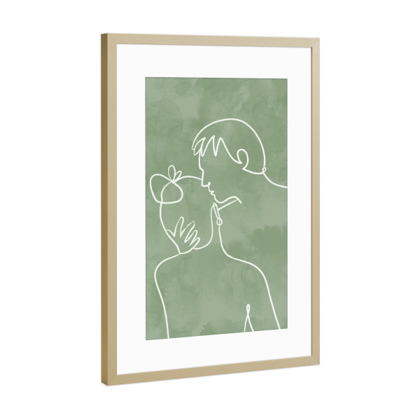 Poster mit Rahmen Gold "Intimität" artboxONE - Menschen