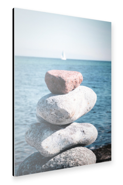 Alu-Dibond "Steinturm mit Segelboot" 30x20 cm artboxONE