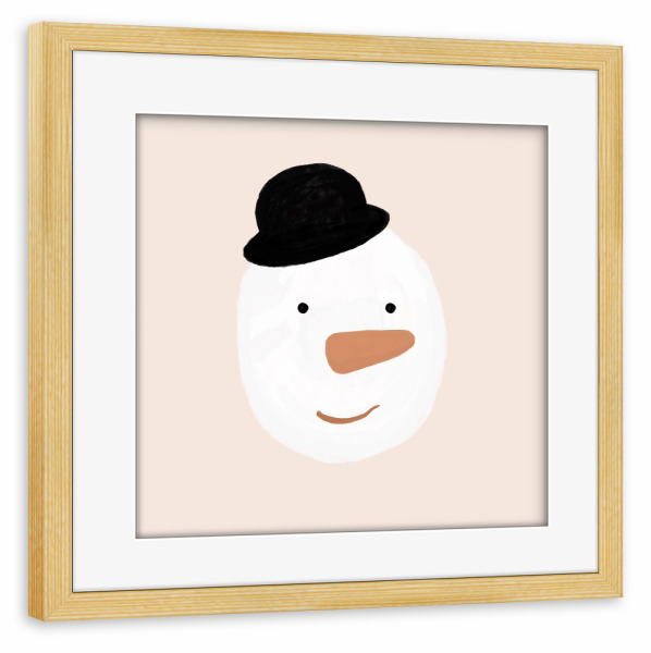 Poster mit Rahmen kiefer "Schneemann-Illustration" artboxONE - Natur,Für Kinder,Abstrakt,Weihnachten,Lustig
