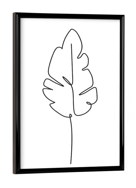 Poster mit schwarzem Rahmen "Einzeiliges tropisches Blattdesign" artboxONE - Floral