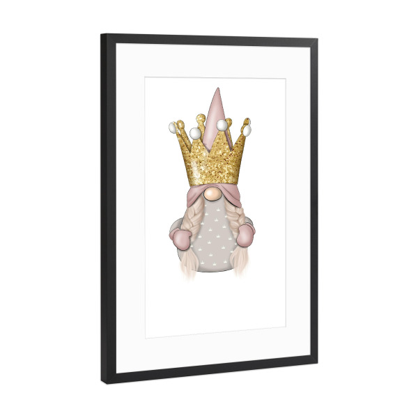 Poster mit Rahmen Schwarz (Metallic) "Königin Gnom" artboxONE - Für Kinder,Liebe,Festivals,Lustig