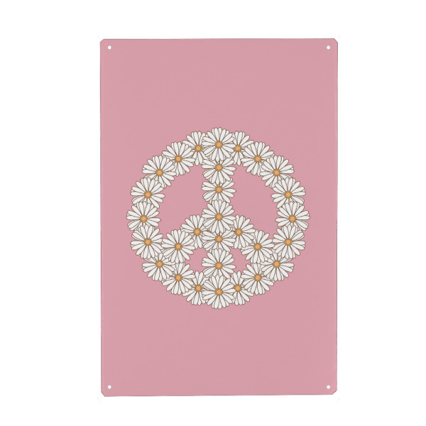 Holzbild "Friedensgänseblümchen" artboxONE - Natur,Floral,Abstrakt - Frieden,Kein krieg,Gänseblümchen,Blume,Blumen,Liebe,Hippie,Boho,Zeichen