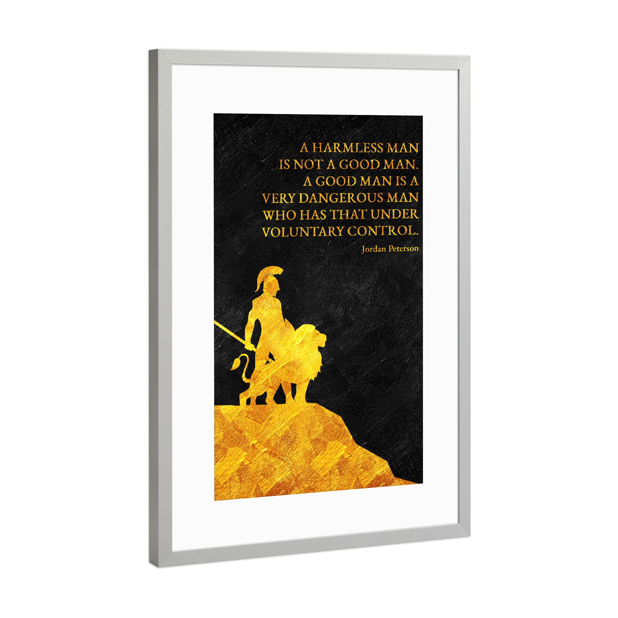 Poster mit Rahmen Silber "Ein guter Mann" artboxONE - Typografie