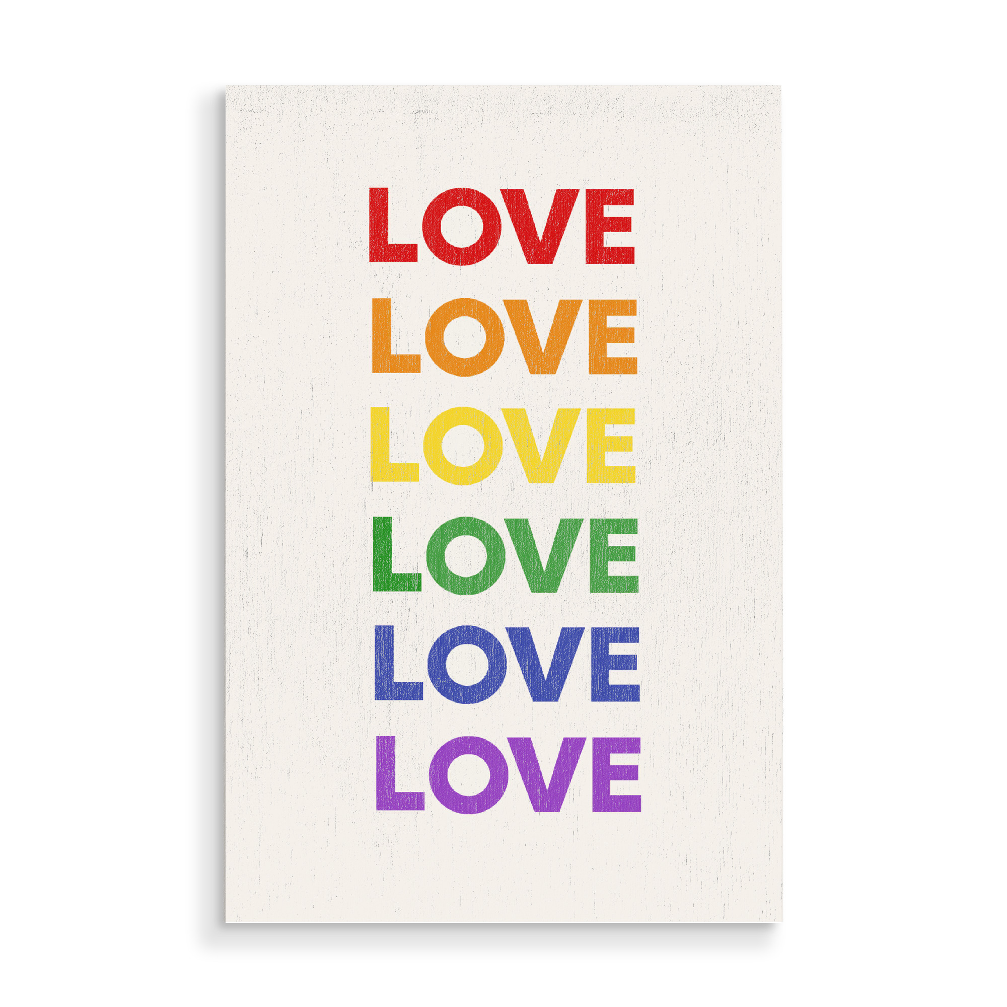 Holzbild "Love - Pride" artboxONE - Typografie,Abstrakt,Liebe - Liebe,Typo,Typografie,Bunt,Love,Regenbogen,Pride,Gleichheit,Diversität,Menschlichkeit