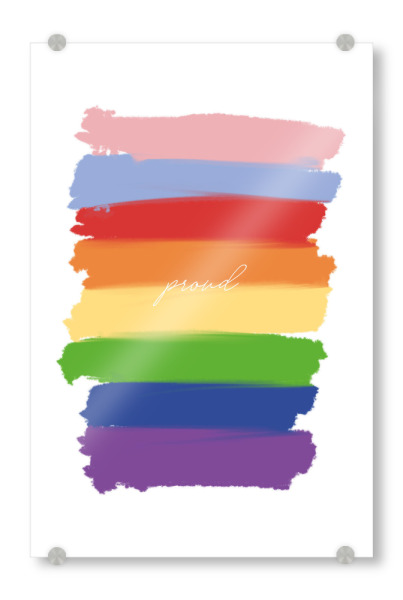 Acrylglasbild "Proud - bunte Typografie" artboxONE - Typografie,Abstrakt - Proud,Stolz,Bunt,Regenbogen,Typo,Typografie,Farben