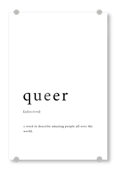 Acrylglasbild "Queer Definition SW" artboxONE - Typografie,Menschen - Queer,Schwarzweiß,Definition,Typo,Typografie,Minimalistisch,Pride
