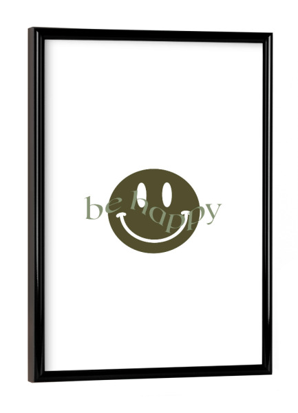 Poster mit schwarzem Rahmen "Be happy - smiley" artboxONE - Typografie,Abstrakt,Lustig