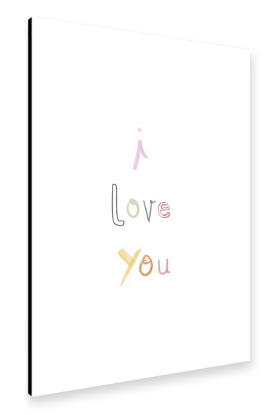 Alu-Dibond "I love you - bunt" 30x20 cm artboxONE