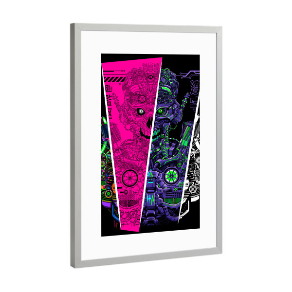 Poster mit Rahmen Silber "Roboter-Multiversum" artboxONE - Comic