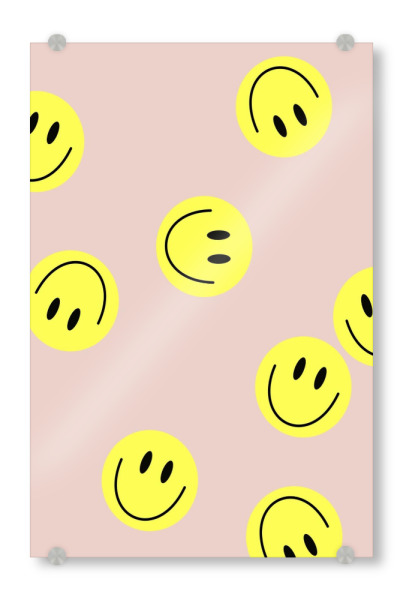 Acrylglasbild "Flying smiley Rose" artboxONE - Für Kinder,Abstrakt,Lustig - Smiley,Flying smiley,Rosa,Rose,Smile,Emoji