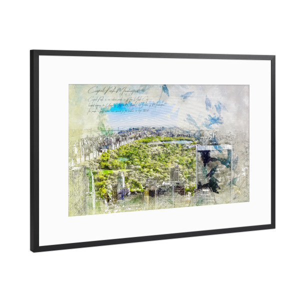 Poster mit Rahmen Schwarz (Metallic) "Central Park, New York" artboxONE - Städte / New York,Architektur,Reise / Länder